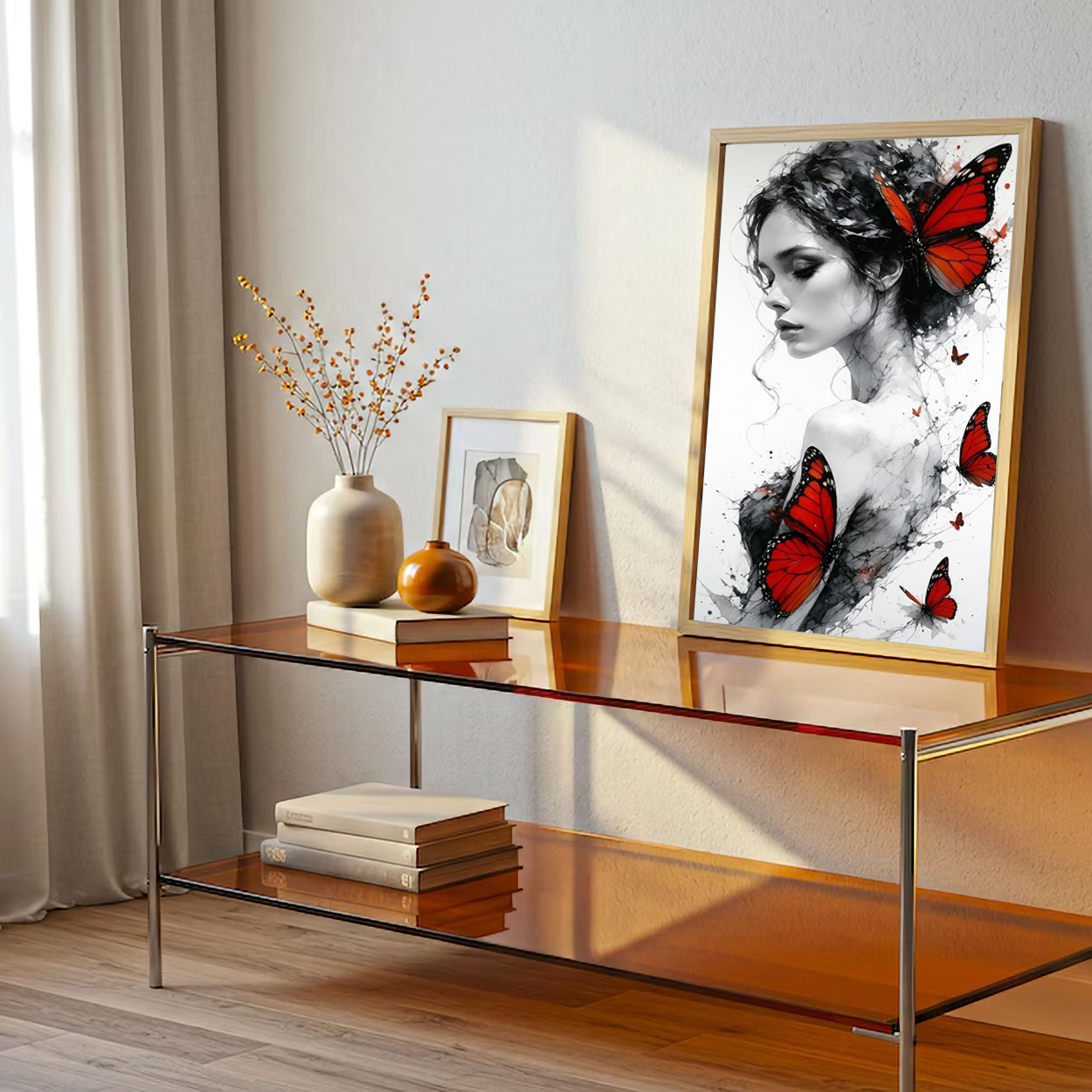 Butterfly Woman Canvas Wall Art