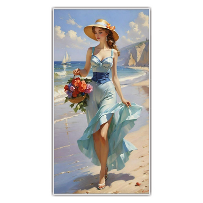 Woman On Beach | Canvas Art Wall Painting
