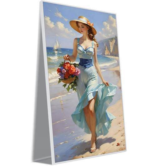 Woman On Beach | Canvas Art Wall Painting