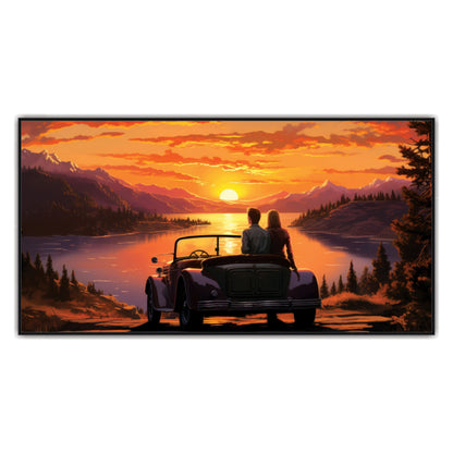 Couple Sitting Car Art Canvas Print Wall Painting