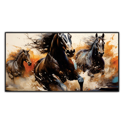 Dark brown horse set of 3 Canvas art Wall Painting