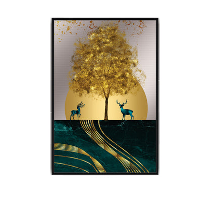 Gold textured Stag and Tree