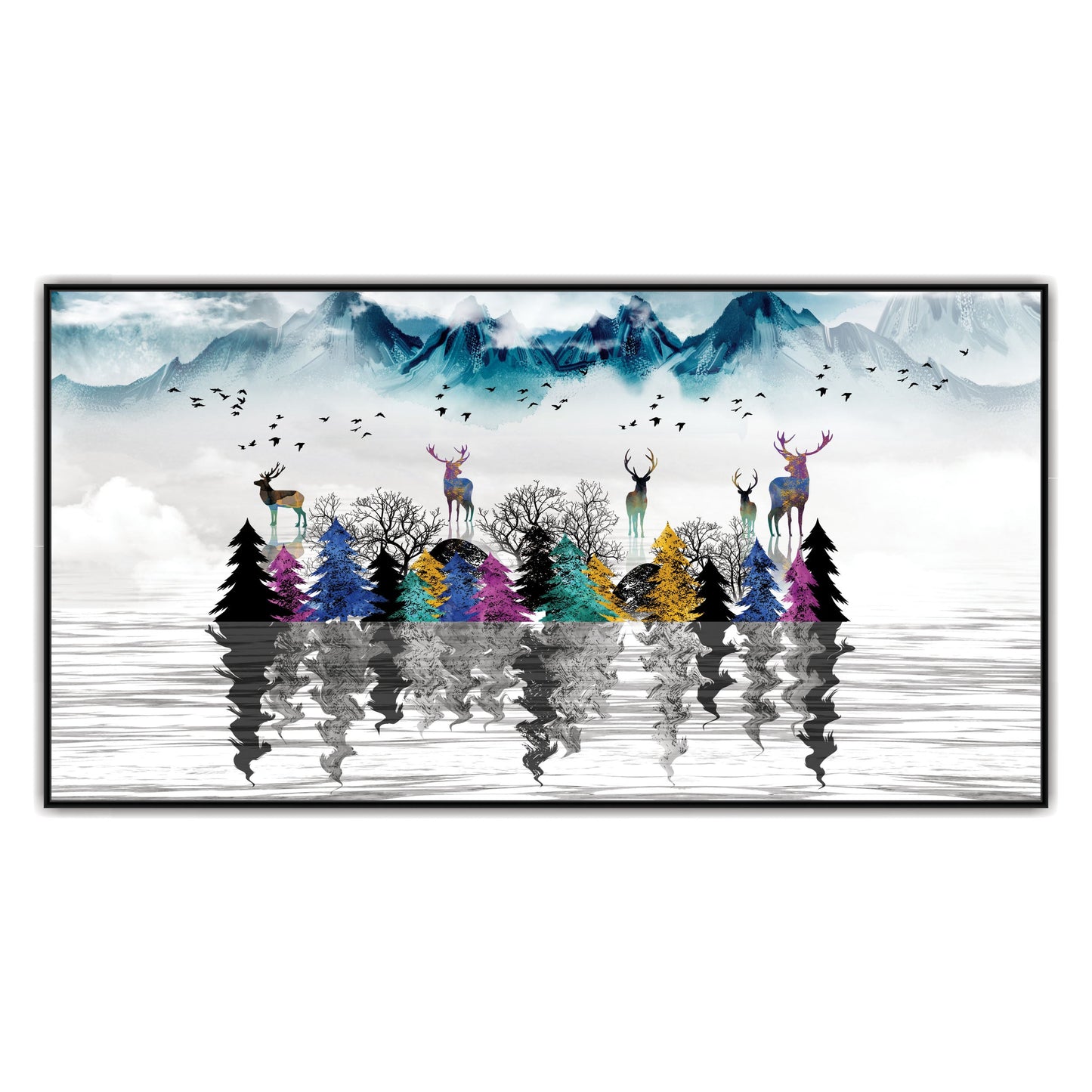 Landscape deer Canvas art Print Wall Painting