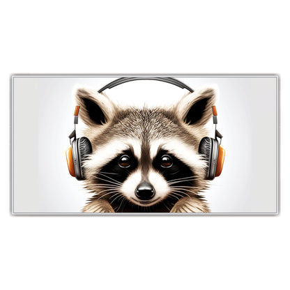 Raccoon Headphones Listening Music Landscape Canvas Art