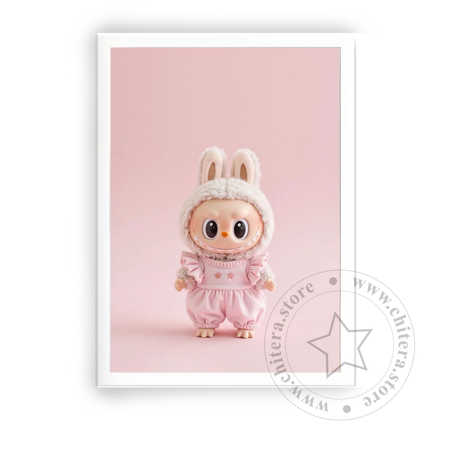 Kawaii Pink Labubu Bunny Doll Wall Art