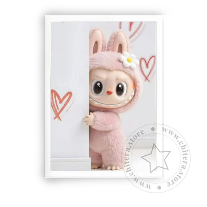 Cute Bunny Labubu Doll Wall Art
