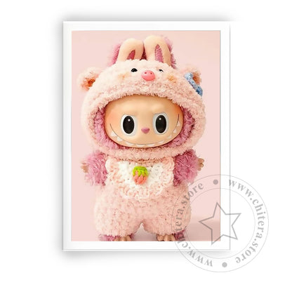 Soft Pink Labubu Wall Canvas Art