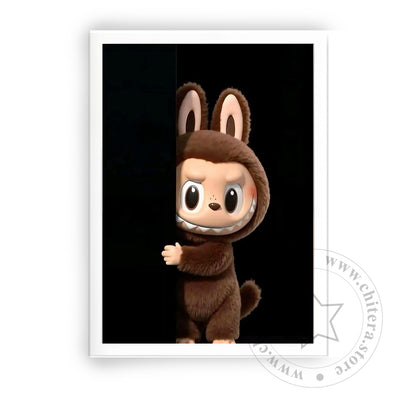 Cute Brown Labubu Doll Wall Canvas Art