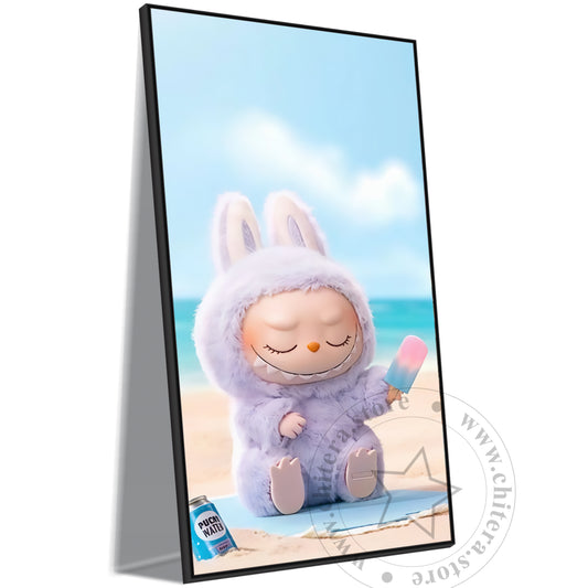 Pastel Labubu Bunny Vibes – Relaxing Beach Wall Canvas