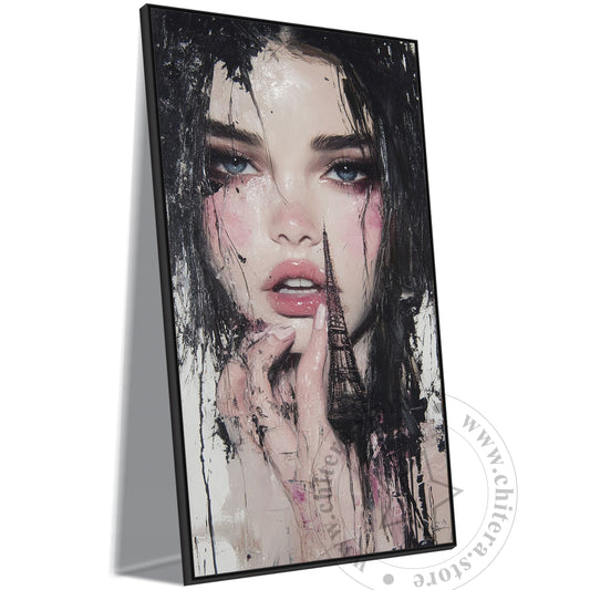 Paris Dream Girl – Abstract Portrait Canvas Wall Art