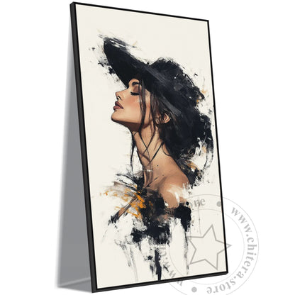 Chic Lady in Hat – Modern Abstract Canvas Print