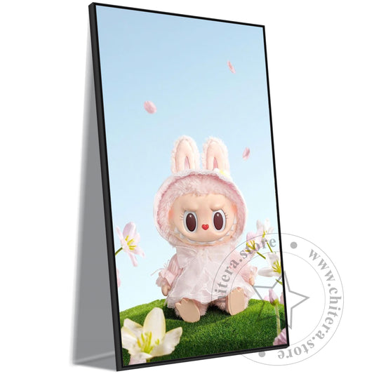 Cute Labubu Doll in Pink Dress Wall Canvas Art