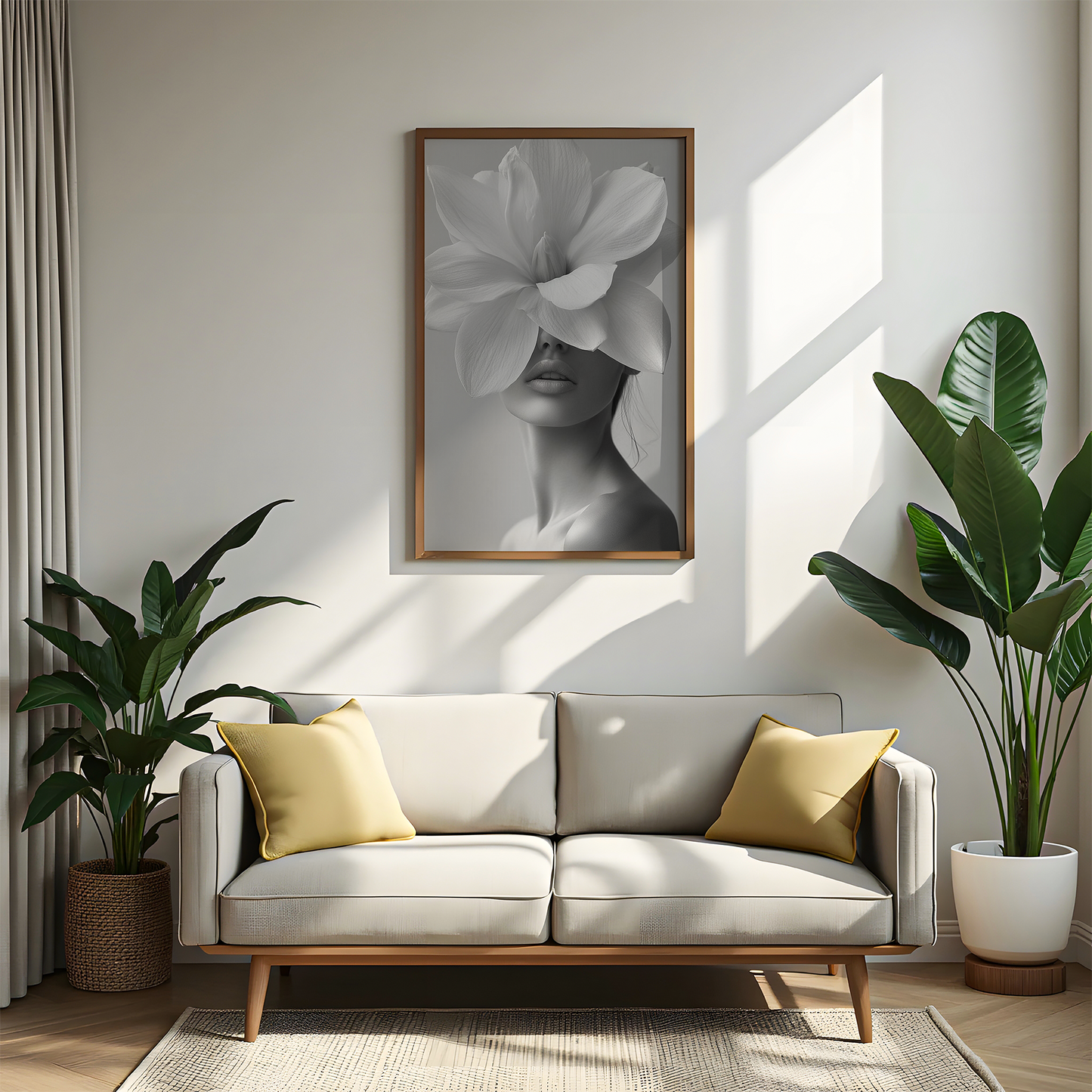 Blossom Women Black & White Wall Canvas Art
