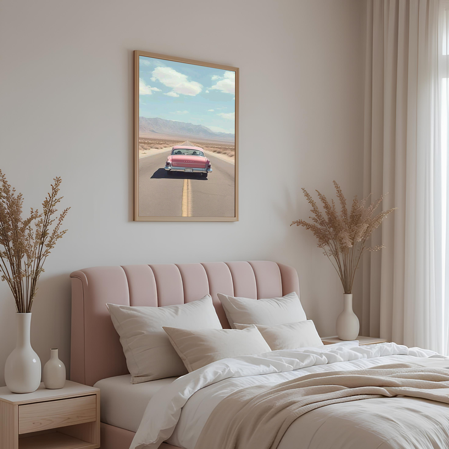 Travel Vibes With Vintage Car Wall Canvas Art