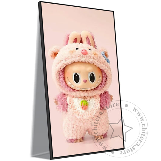 Soft Pink Labubu Wall Canvas Art
