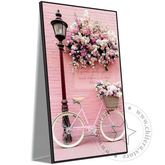 Pink Bicycle with Flowers Wall Art