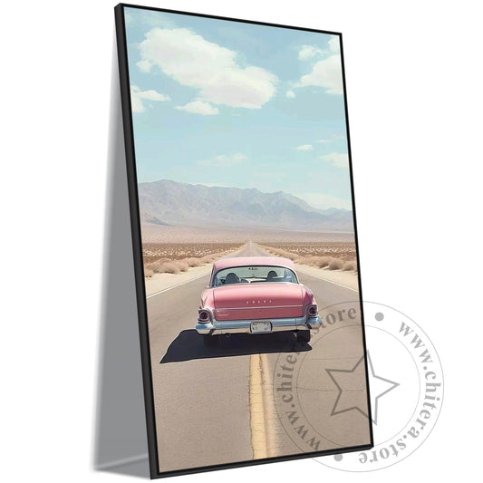 Travel Vibes With Vintage Car Wall Canvas Art