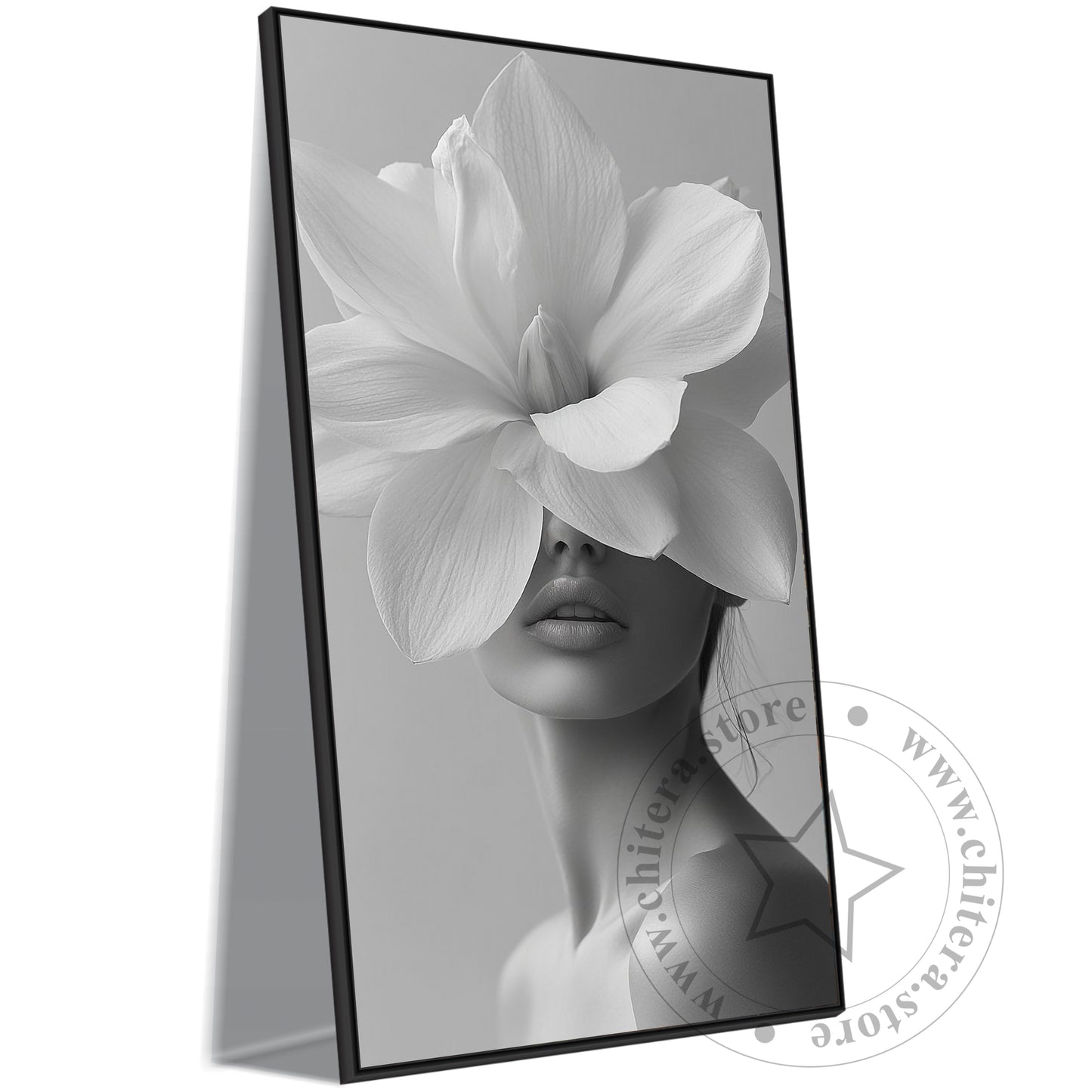 Blossom Women Black & White Wall Canvas Art