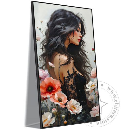 Dreamy Floral Elegant Woman Wall Canvas Art