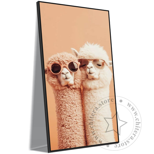 Cool Llama Couple in Sunglasses Wall Canvas Art