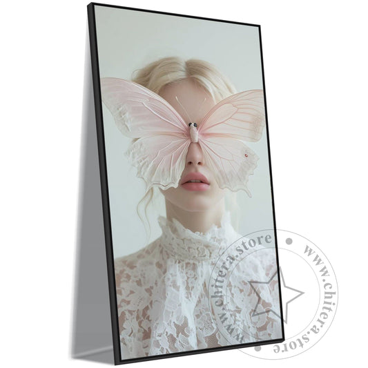 Surreal Woman with Butterfly Mask Wall Canvas Art