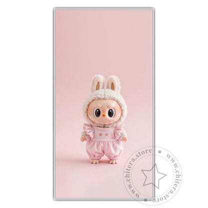 Kawaii Pink Labubu Bunny Doll Wall Art