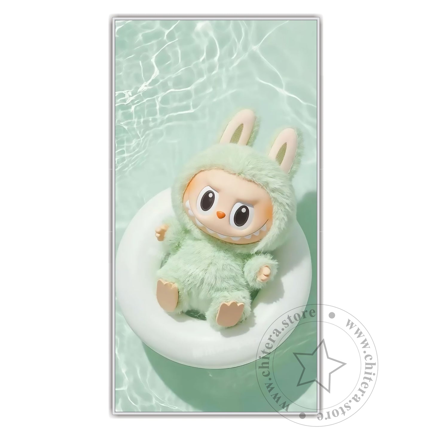 Mint Green Labubu Bunny Doll Wall Art