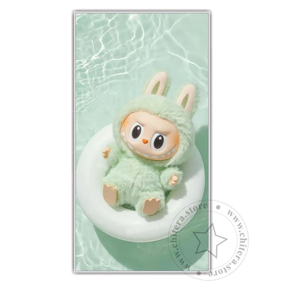 Mint Green Labubu Bunny Doll Wall Art