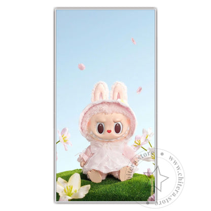 Cute Labubu Doll in Pink Dress Wall Canvas Art