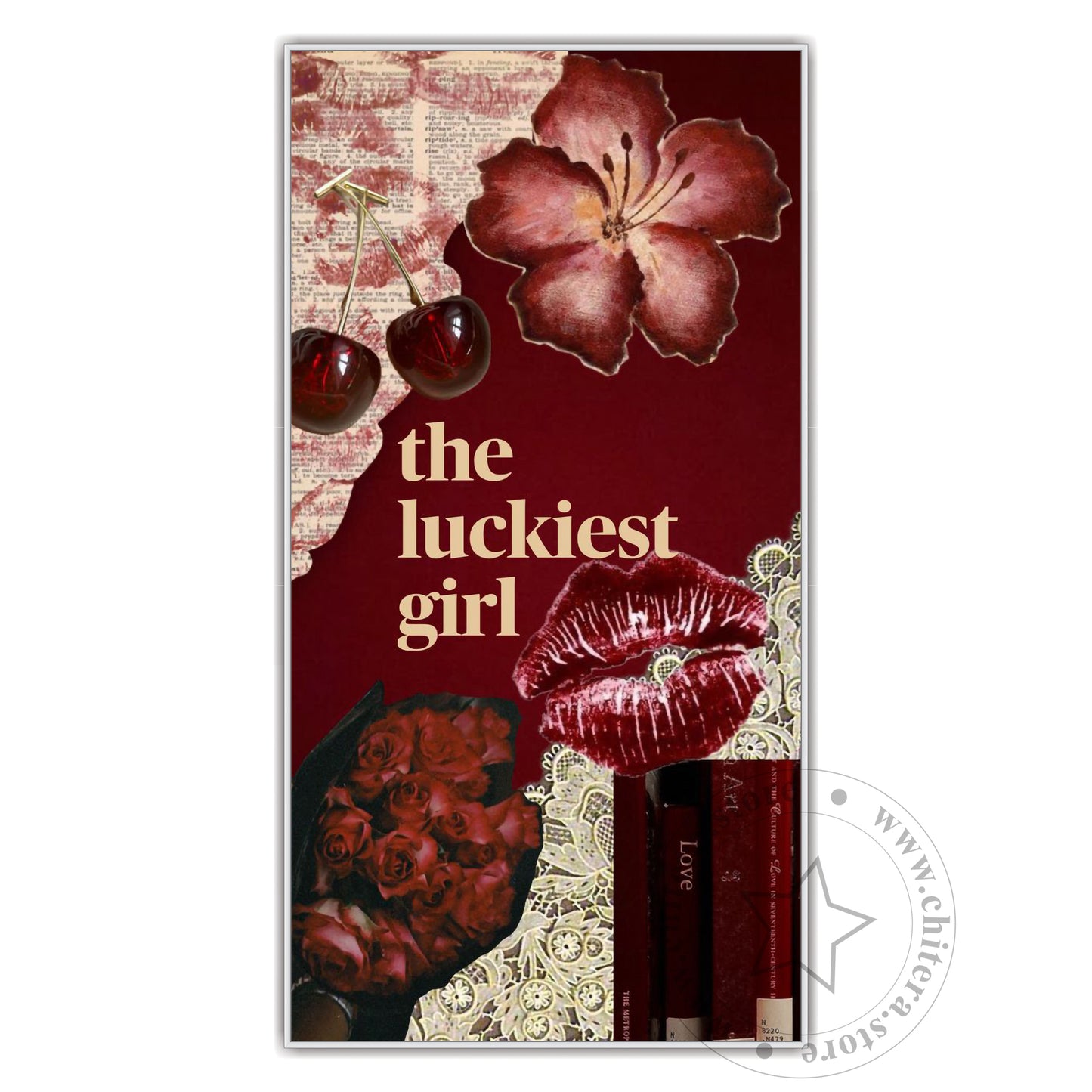 The Luckiest Girl – Vintage Red Aesthetic Wall Art