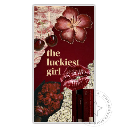 The Luckiest Girl – Vintage Red Aesthetic Wall Art