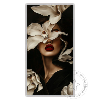 Elegant Woman with Flowers Wall Art