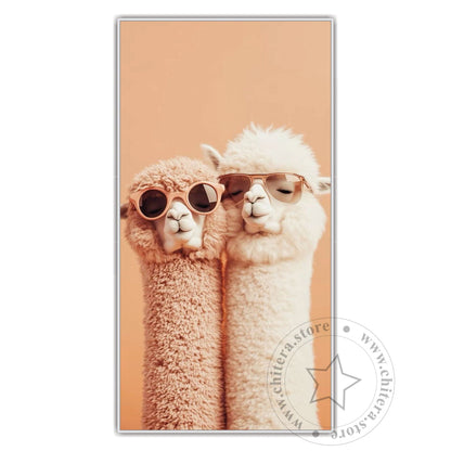 Cool Llama Couple in Sunglasses Wall Canvas Art