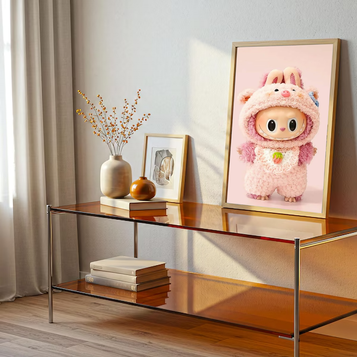 Soft Pink Labubu Wall Canvas Art